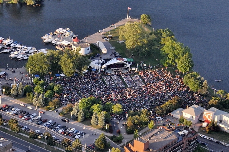 Aerial view of a crowd at Musicfest.